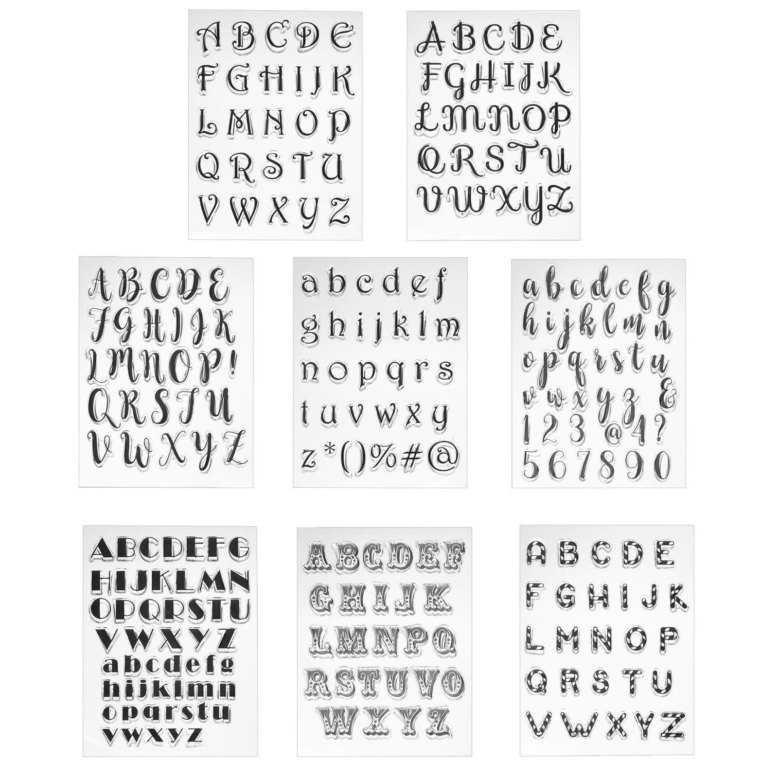 Tampons en silicone transparents PATIKIL 8 feuilles alphabet pour loisirs créatifs et papeterie