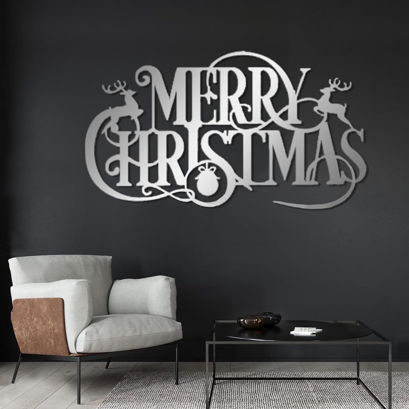 LARNT Decoración de pared de metal de Feliz Navidad, letrero de pared de Navidad, decoración de pared de Navidad, decoración de letras de metal de Navidad, arte de pared de metal, decoración del hogar