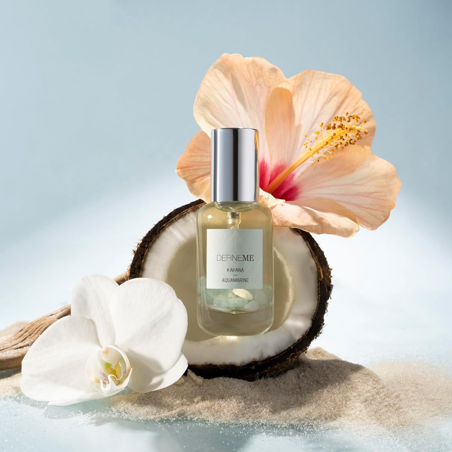 DefineMe Kahana, Aquamarine Crystal Perfume, 0.95 fl oz, Beachy, Fresh, and Tropical Fragrance with Hibiscus, Coconut Water & Santal Notes, Perfumes for Women