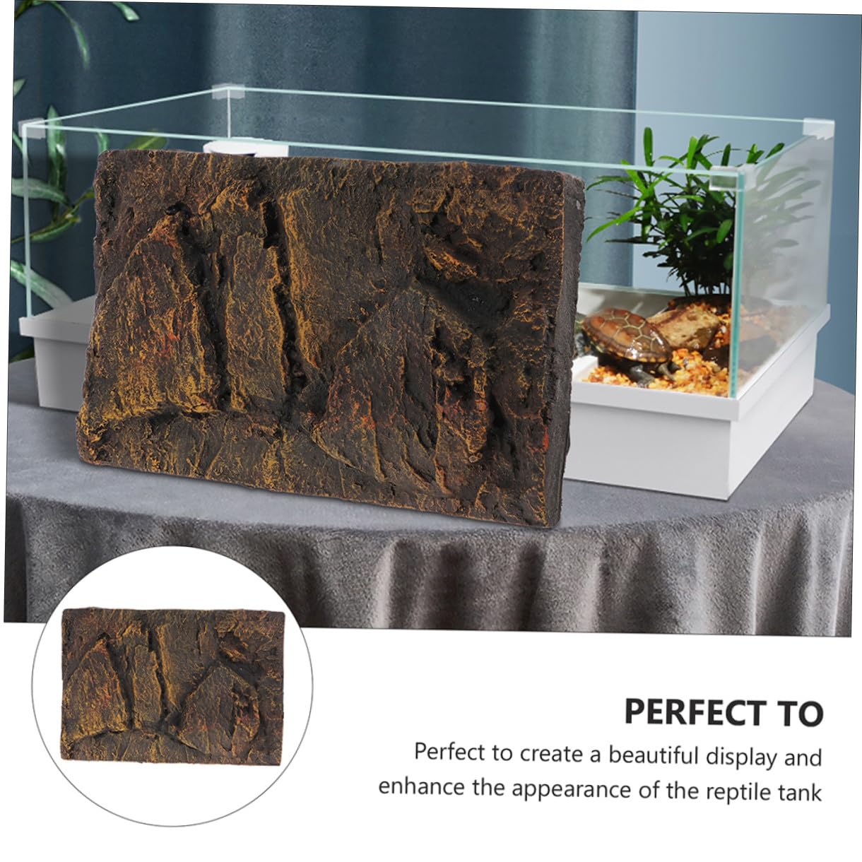 DOITOOL Panel de Reptil para Terrario y Acuario de Tortugas en PU 3D, Pack de 2 Piezas Diseño Estable y Aspecto Natural para Ambientación de Escenarios