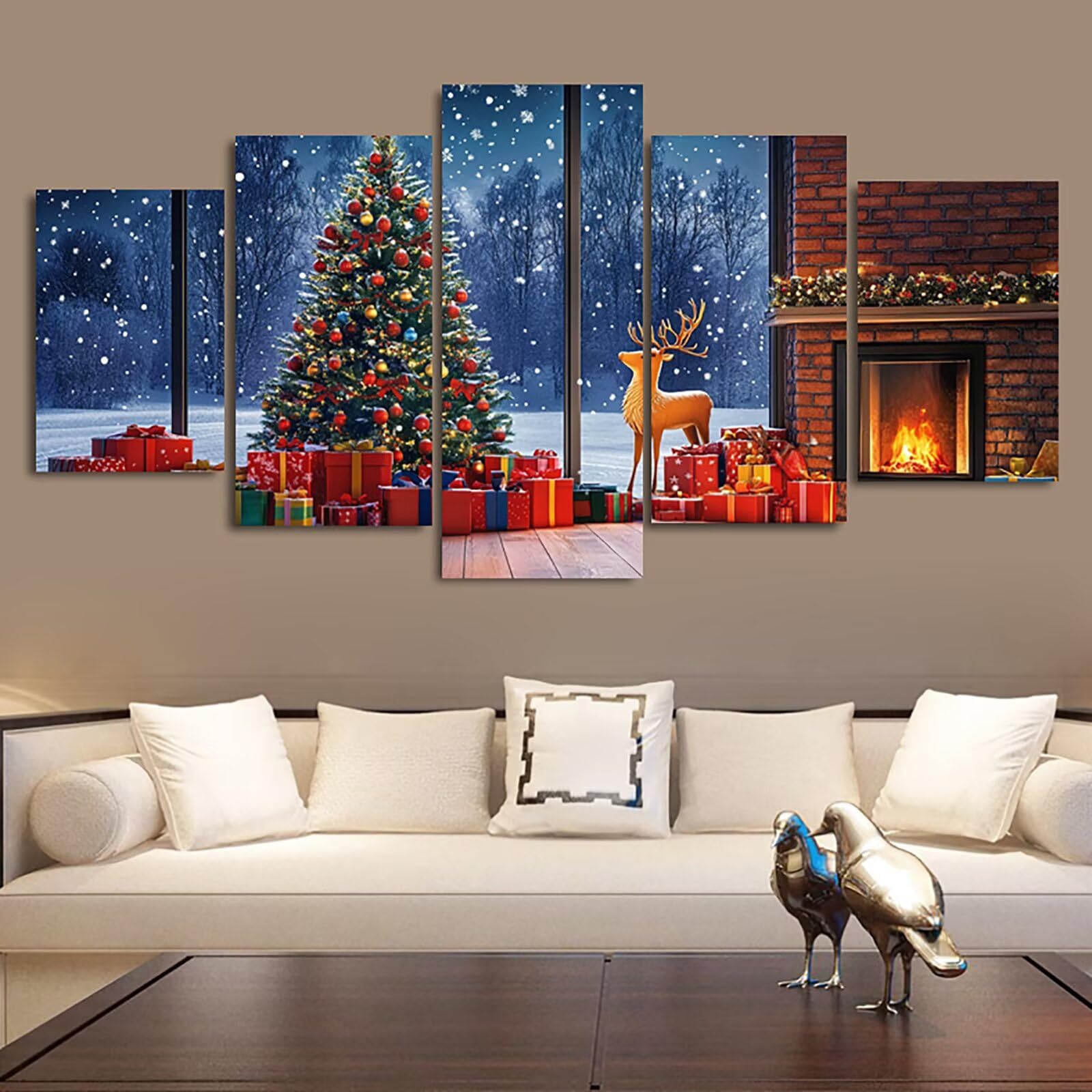 Diamond Painting Choinka Diament Malarstwo Dorośli Jeleń Diamentowe Malarstwo DIY Dorośli Haft krzyżykowy Pełny zestaw z błyszczącymi diamentami, Dekoracja domu 5 sztuk 75 x 150 cm 0m-87
