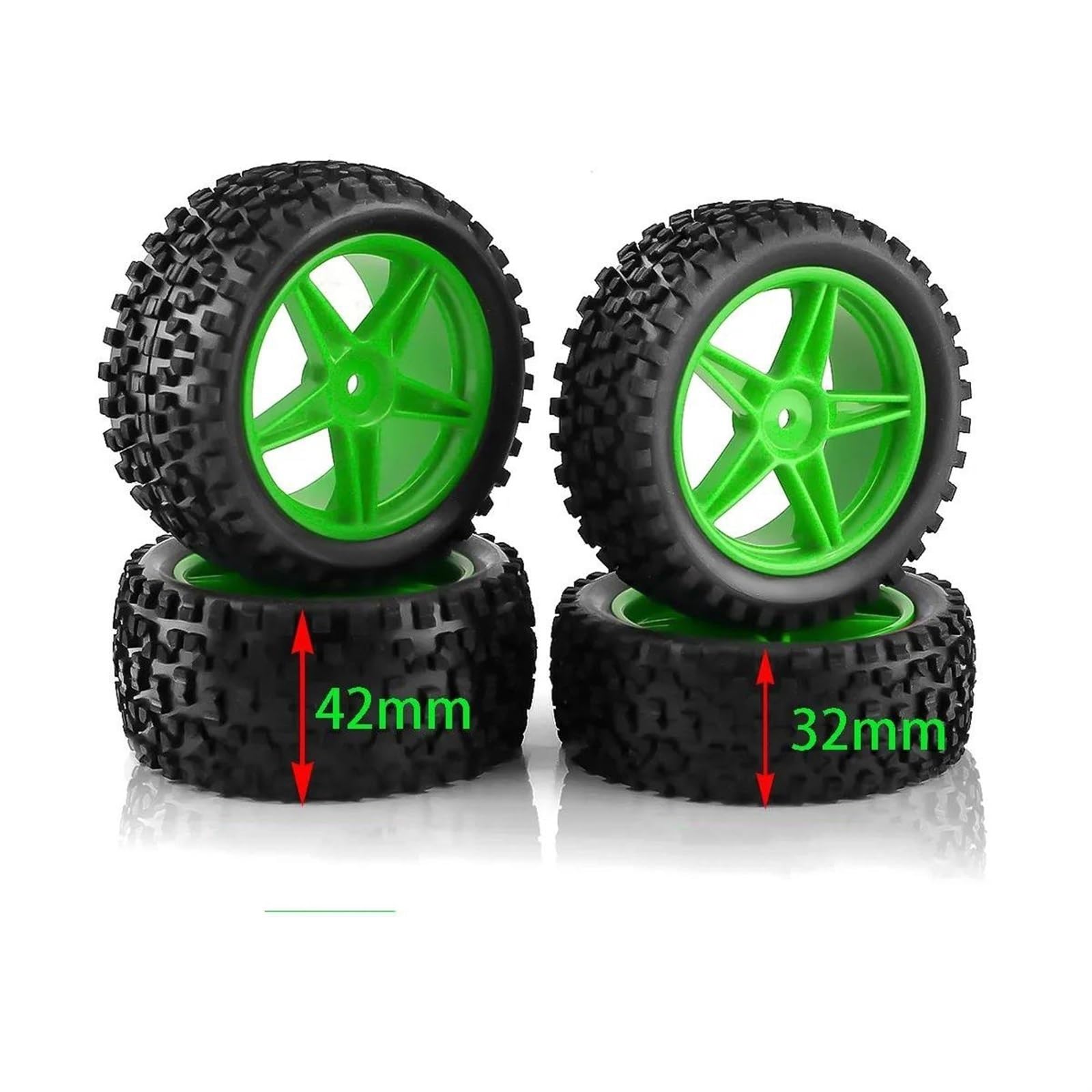 Neumáticos Coche RC para Tamiya Wltoys 144001. Neumáticos Todoterreno Resistentes, Llanta De Rueda Plástico, Neumático Goma para Coche Teledirigido 1:10 HSP 94107 94166 94106 94155(Yellow)