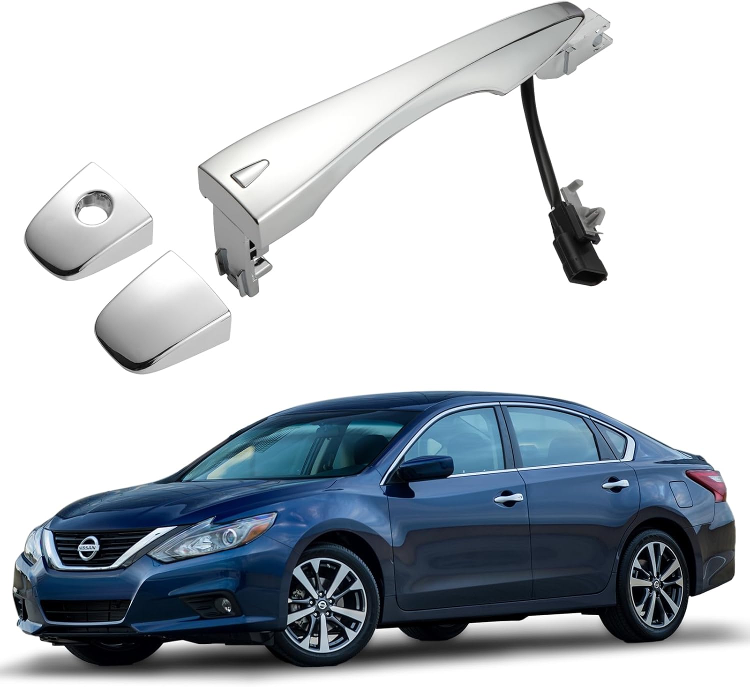 Exterior Chrome Door Handle for Nissan Altima Pathfinder 2013-2019, Replaces 80640-3TA0B, 80640-3TA0A, for Front Left Drive or Right Passenger Side - w/Smart Entry System