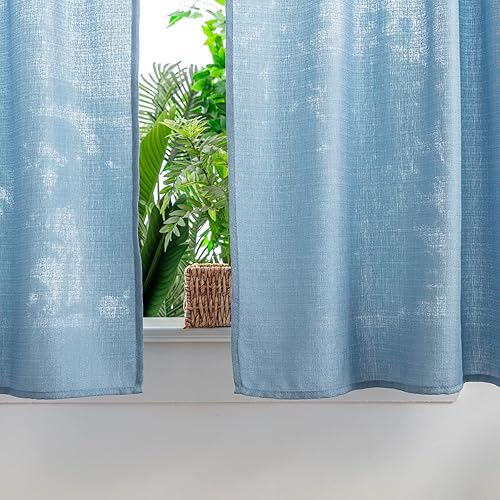 Miniatura 10 de Yancorp Khaki Kitchen Tier Curtains - 36 Inch Linen Textured Short Farmhouse Cafe Curtains for Small Windows in Bathroom or Laundry Room