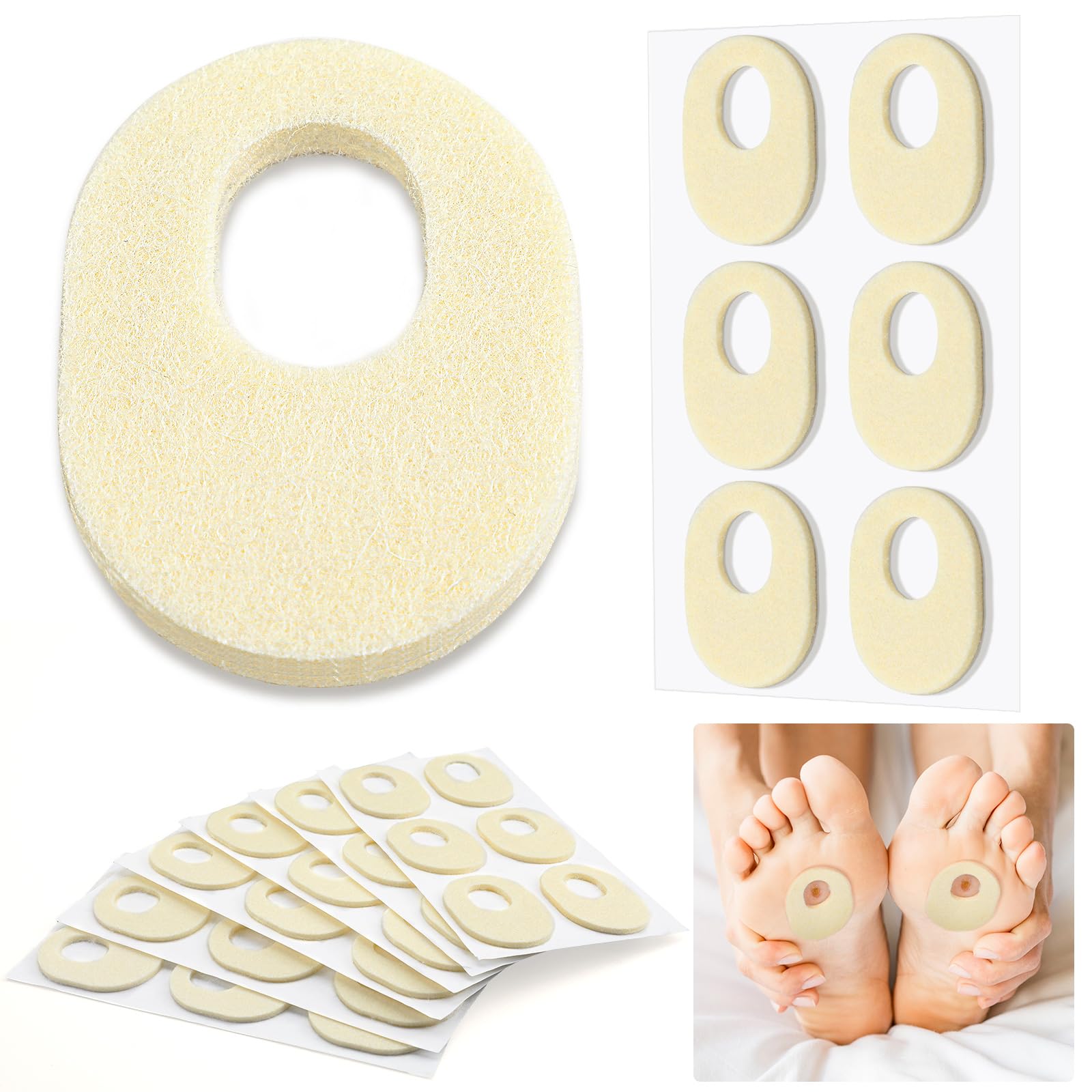 Nuanchu 72 Pcs Felt Callus Cushions Oval Shaped Callous Pads for Foot Adhesive Corn Cushions for Calluses Breathable Foot Pad for Bottom of Feet Pain Relief Men Women Foot Care, 1.7 x 2.2 Inch-image-32