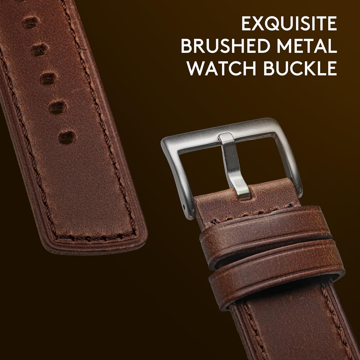 Horween Leather Bands Compatible with Apple Watch,Vintage Genuine Leather Replacement Strap for iWatch