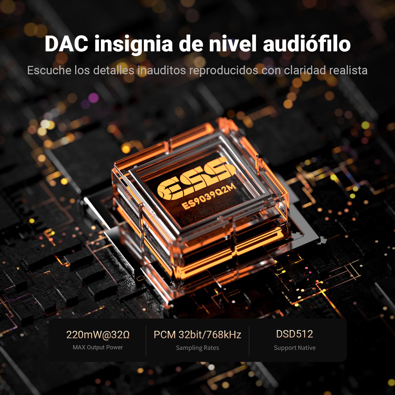 Fosi Audio DS3 Dongle Amplificadore DAC USB-C, Amplificadors de Auriculares Portátil con Audio Espacial 7.1 para Juegos, ES9039Q2M XMOS Powered,3,5 mm Simple&4,4 mm Balanceado para PC/PS5 (Plateado)