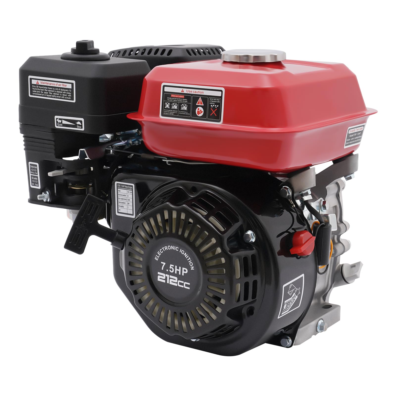 Motore a benzina da 7,5 CV, 4000 W, 4 tempi, Go Kart con motore, benzina, 212 ccm, per tosaerba, pompa dell'acqua, vibrazione, generatore, potente efficiente, durevole, raffreddato ad aria