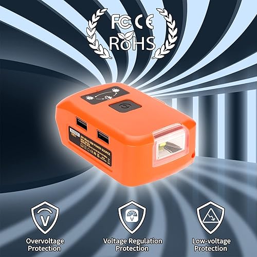 Miniatura 5 de Taingwei Adaptador de batería para batería de litio Black and Decker de 20 V, cargador de teléfono USB, luz de trabajo LED con cargador USB dual y