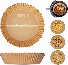 Kmils 100pcs Disposable Air Fryer Paper Liner Sheets, Parchment Paper for Air Fryer, Non-Sticky Butter Paper, Baking Paper for Microwave (Round - 8 Inch)
