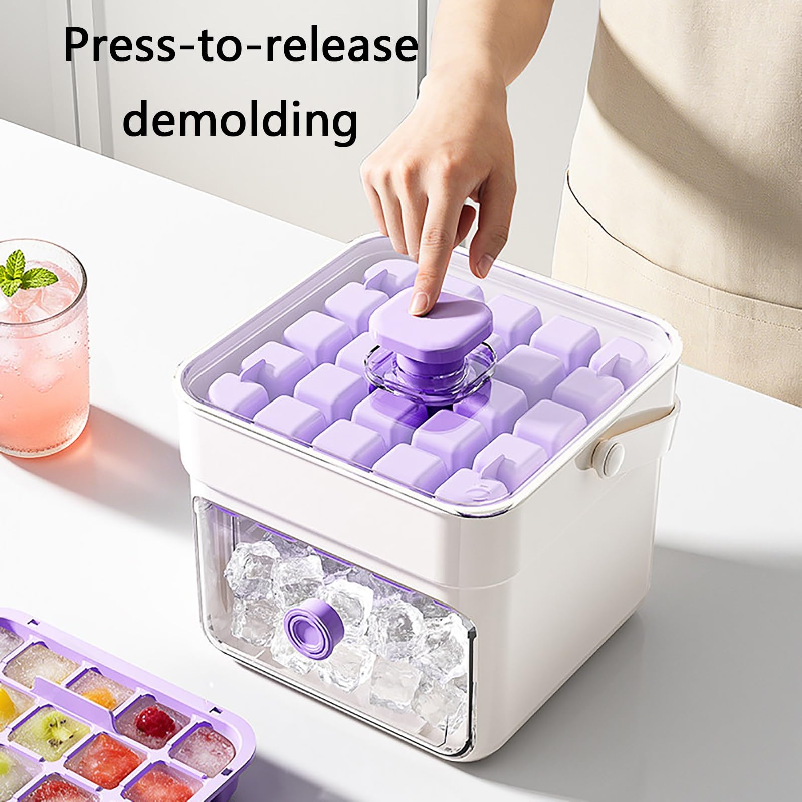 Molde Helado, Molde para Helados, 50 Cavidades | Con Pala, Fáciles de Desmoldar, Ideales para Reuniones, Fiestas y Picnics(Purple)