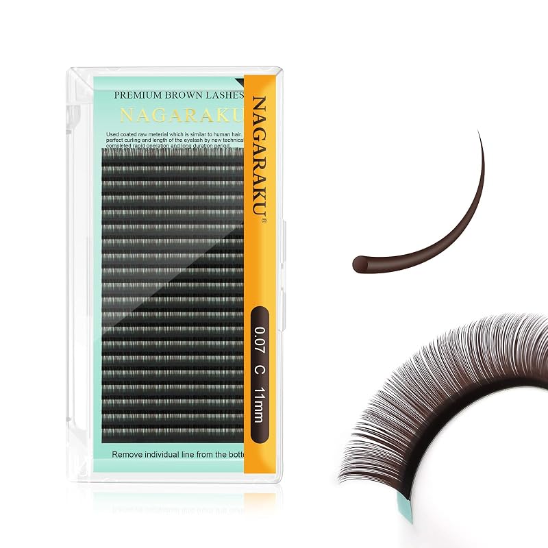 Extensões de cílios individuais NAGARAKU 0.07 C 11 mm marrom escuro