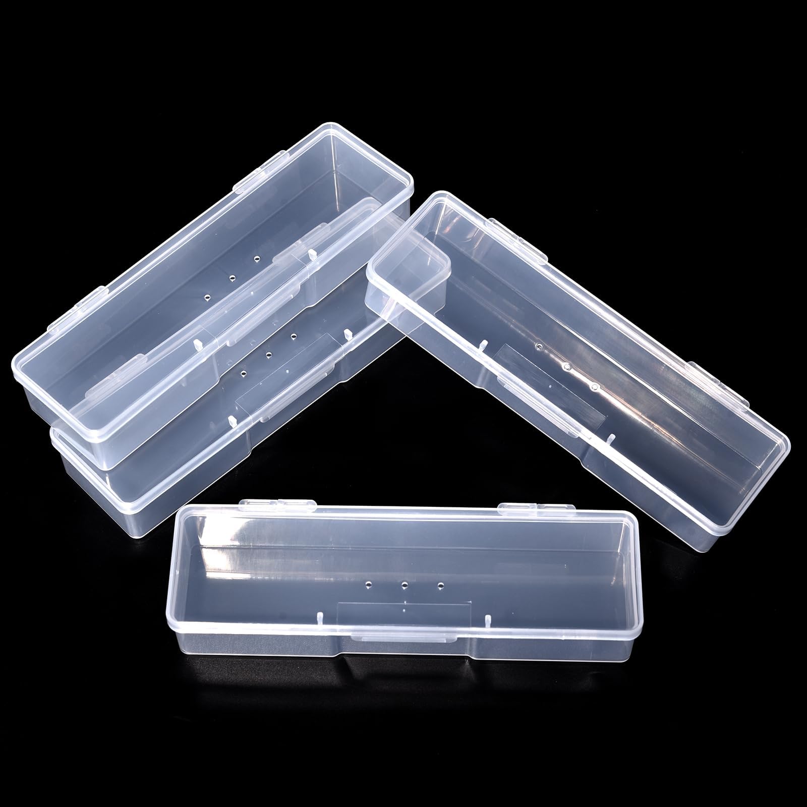 4Pcs Transparent Storage Boxes For Nail Tool Professional Pedicure Manicure Tools Set Plastic Nail Art Tool Box Storage Case Nail Supplies, White