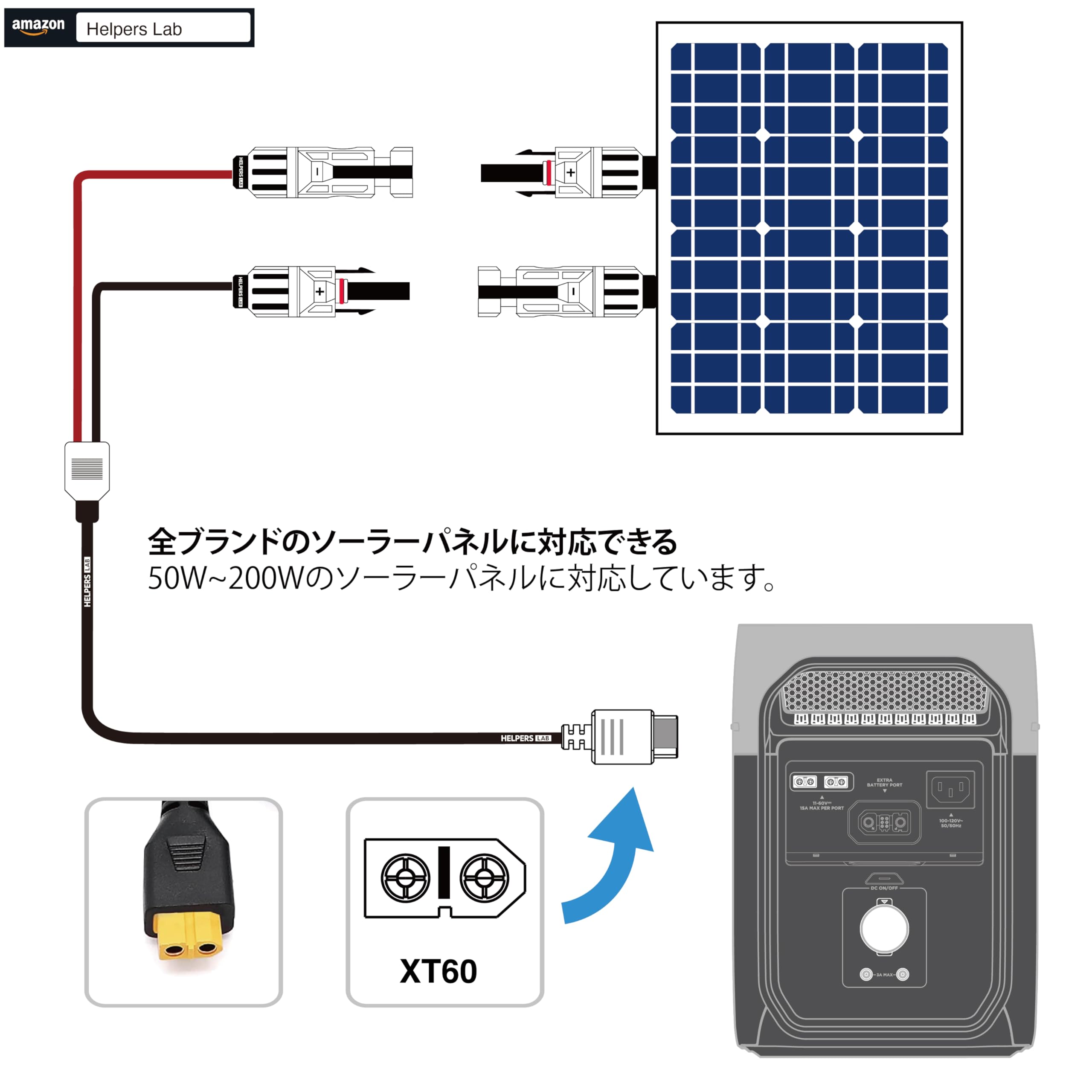 Amazon.co.jp: ソーラーコネクタる to XT60 ポート ソーラーパネル