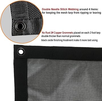 Dump Truck Mesh Tarp for Dump Trailer Cover with 6'' Pocket, 7'X22' | Reinforced Double Needle Stitch, Webbing Ripping Tearing Stop, No Rust Thicker Brass Grommets,