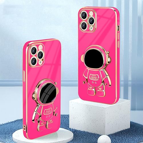 Miniatura 2 de Funda para iPhone 15 Pro Max, lindo soporte de astronauta 3D con 2 protectores de pantalla protección de cámara Soporte de silicona suave a prueba