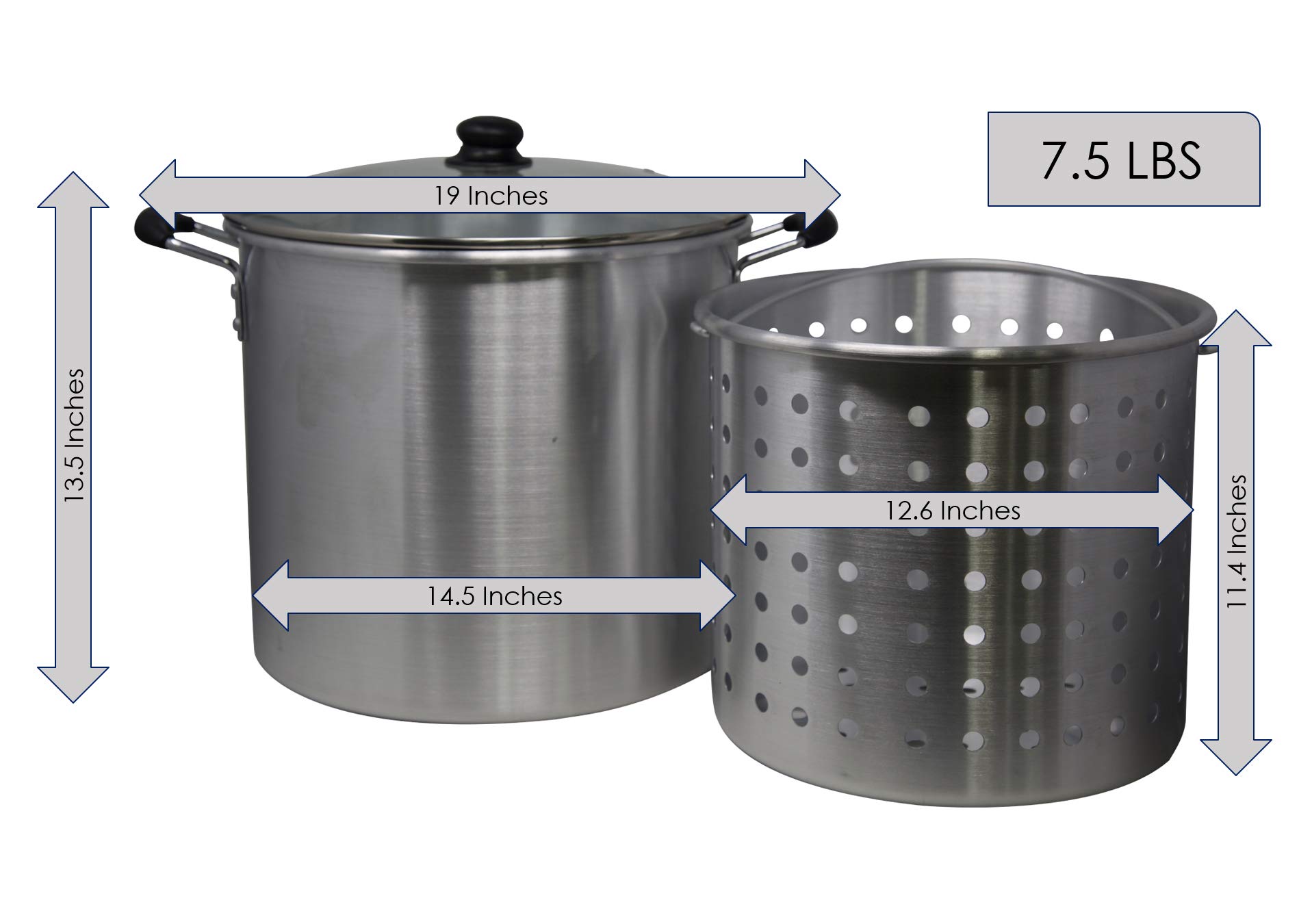 Large 32QT Steamer Boiler with 21QT Steaming Basket and Glass Lid