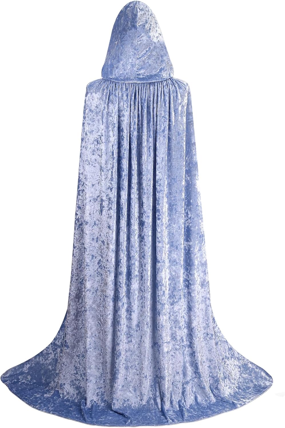 GRAJTCIN Women's Crushed Velvet Cloak with Hood Full Length Shiny Cape Halloween Party Costume - Image 2