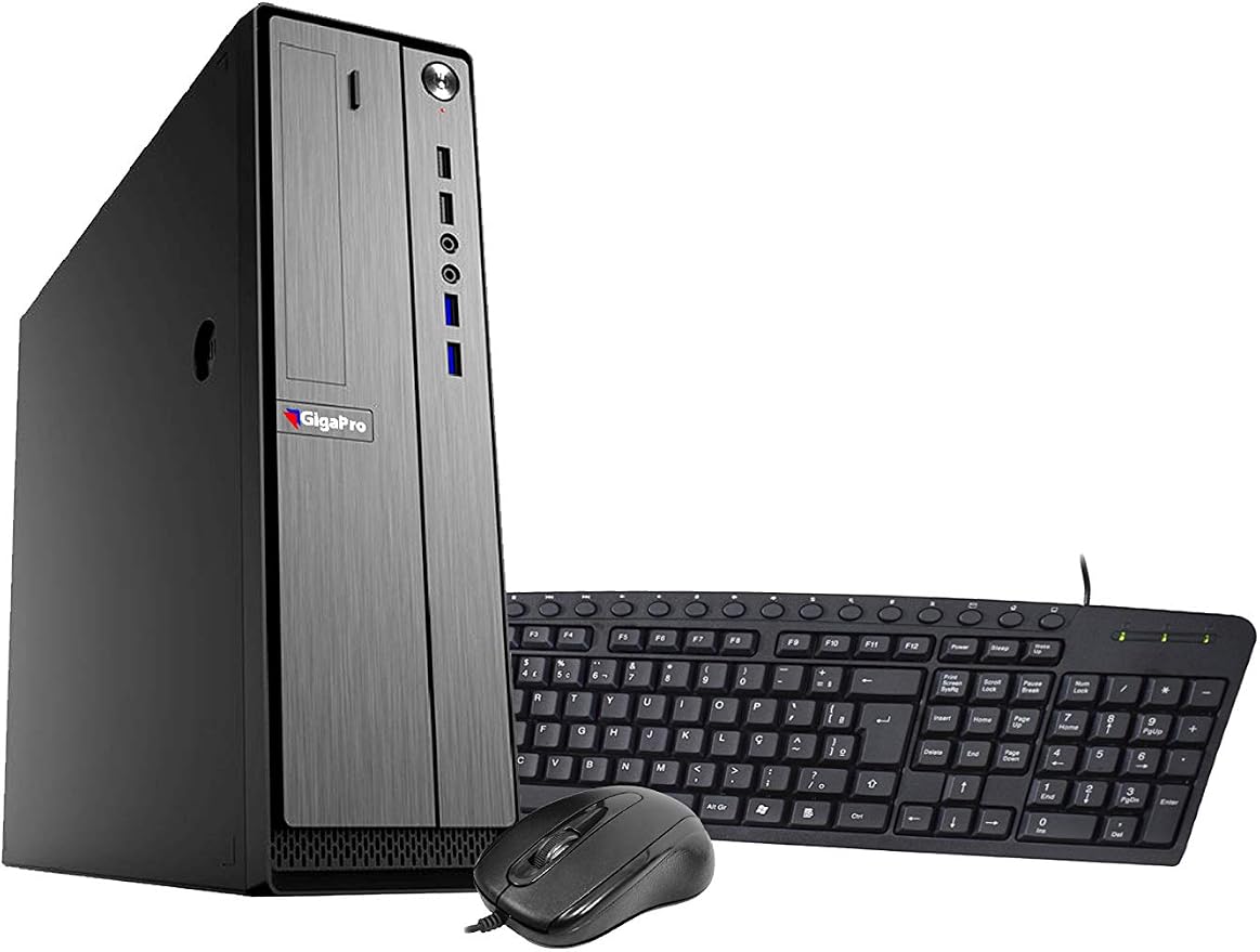 DESKTOP SLIM DUAL CORE 4GB 1TB, GigaPro, Preta, ultra fino