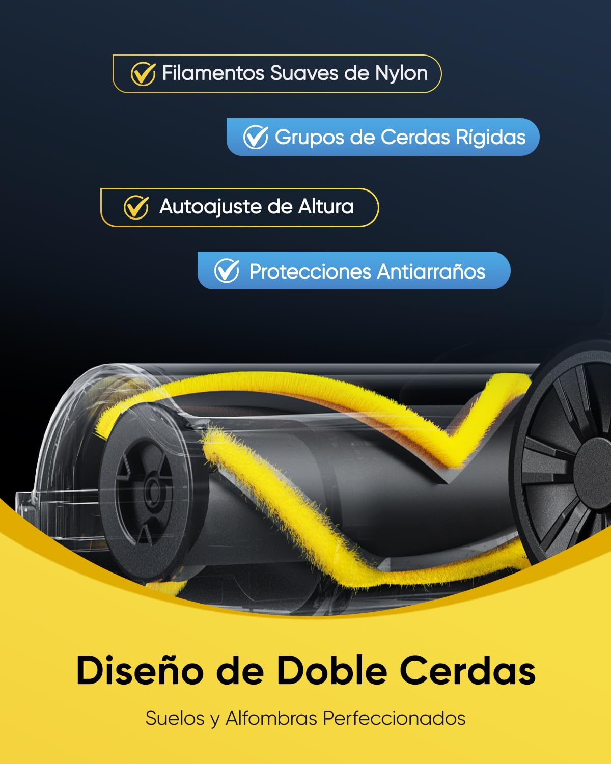 Vexilar Aspiradora sin Cable V12,Potente Succión 58KPa, Aspiradora Antienredos, Autonomía 50 Minutos, Filtración de 5 Etapas,Escoba Aspirador sin Cable para Suelo/Alfombra/Pelo de Mascotas/Coche