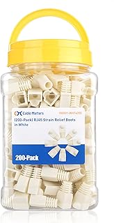 Cable Matters 200-Pack Cat6 / Cat5e RJ45 Strain Relief Boots, RJ45 Boot, Cat 6 Boot, Cat6 Ethernet Boots, White, Suitable for 6.5mm (0.25in) Ethernet Cables