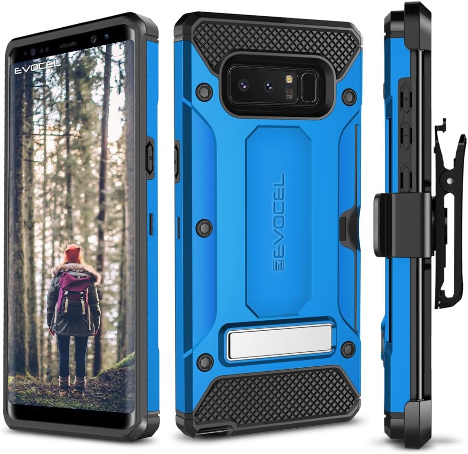 Galaxy Note 8 Case, Evocel [Explorer Series Pro] Premium Dual Layer Credit Card Case with Magnetic Kickstand for Samsung Galaxy Note 8 (SM-N950), Blue (EVO-SAMNOTE8-CK02)