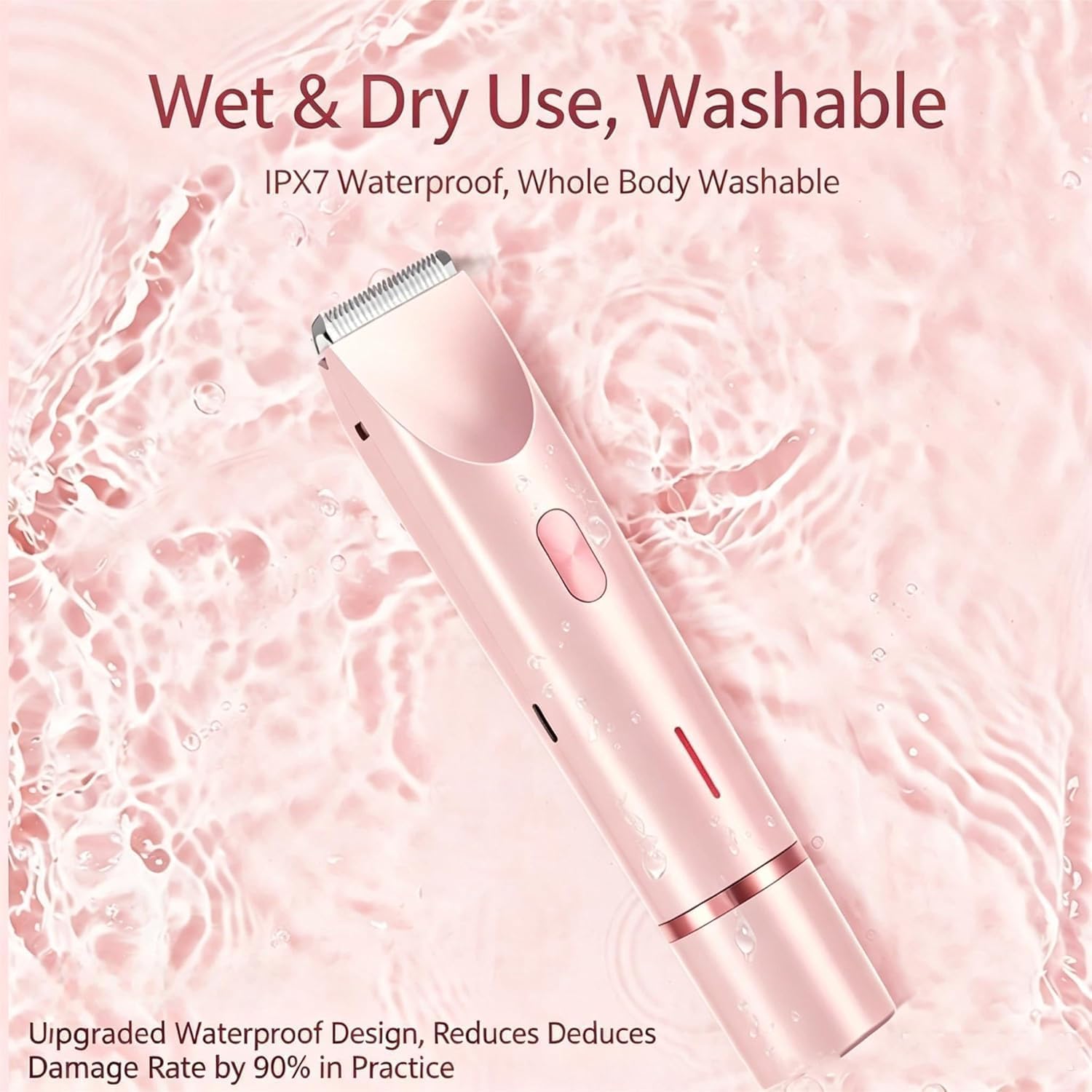 Sanuvia Depiladora, Electric Bikini Trimmer for Women 2 in 1 depiladora intima with Dual Head Shaver, Rechargeable Cordless Wet/Dry Razors for Women Face Chin Pubic Underarm Leg, IPX7 (Pink)