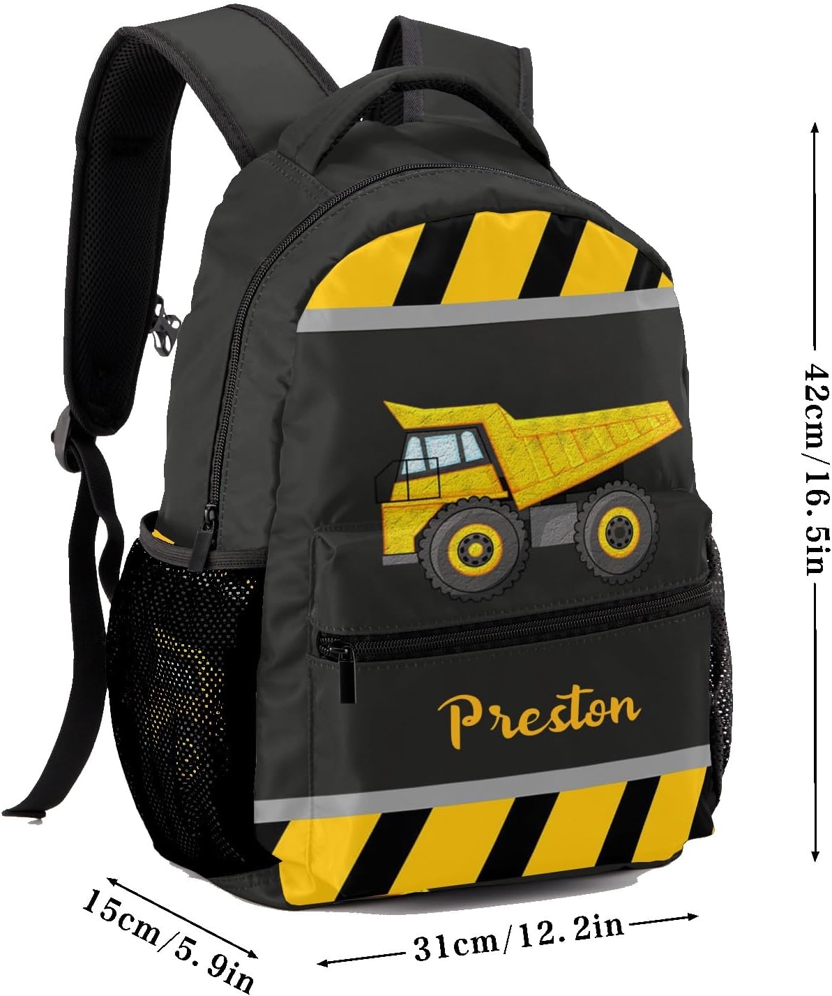 Personalized Name Dump Truck Kids Backpack for Boys and Girls Toddler Backpack Waterproof Preschool