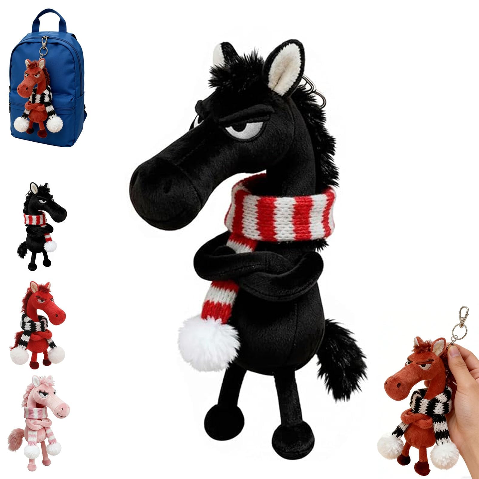 Jorcedi Black 2026 Year Of The Horse Lucky Mascot – Soft Plush Horse Guardian Pendant & Charm, Luckyhorse Small Charm, Symbol Of Courage, Strength And Balance For Bag, Purse Or Keychain (Black)