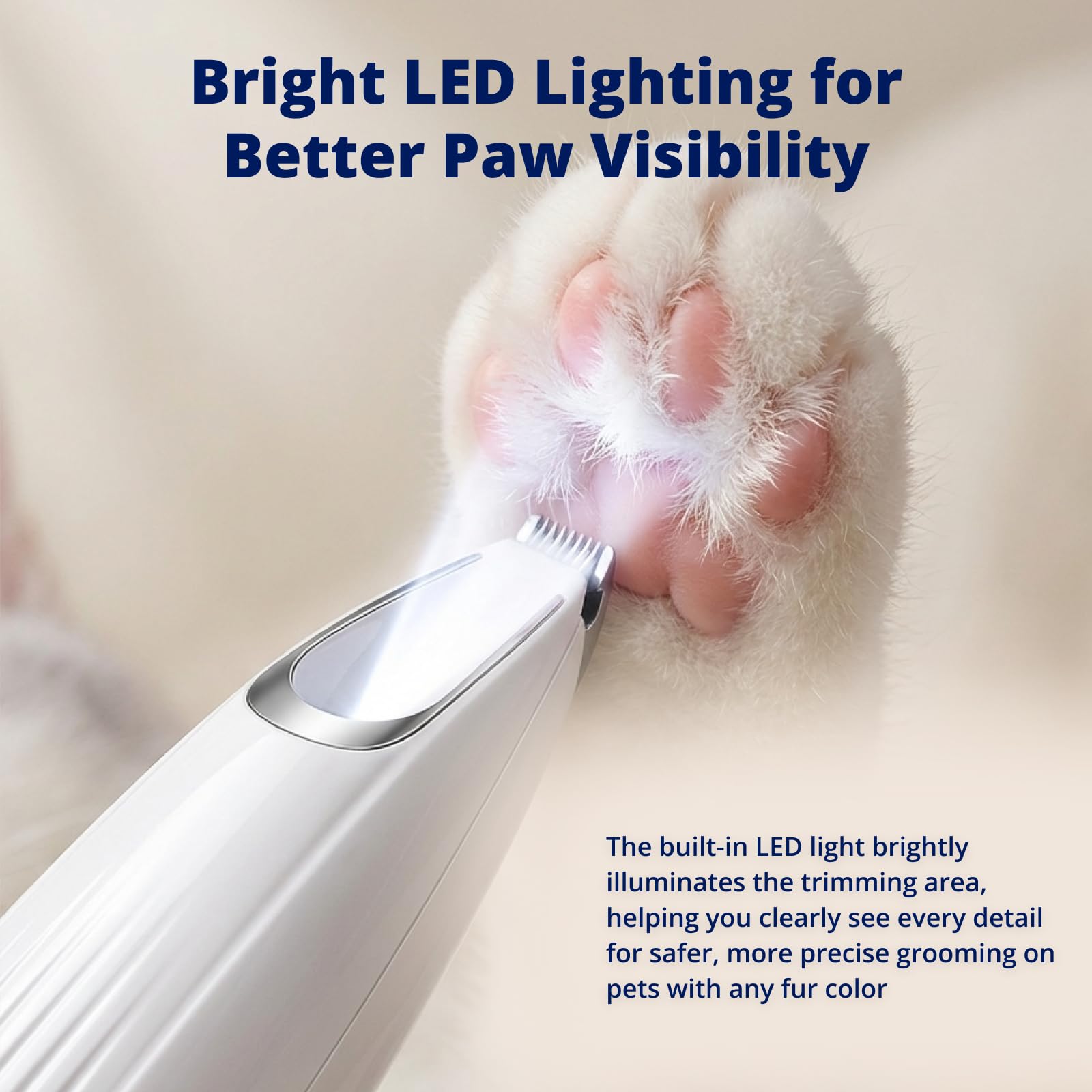 Tondeuse silencieuse pour pattes d'animaux | Rasoir sans fil pour chiens, chats, grands et petits animaux avec lumière | Outil de toilettage rechargeable pour la maison et le salon pour pattes