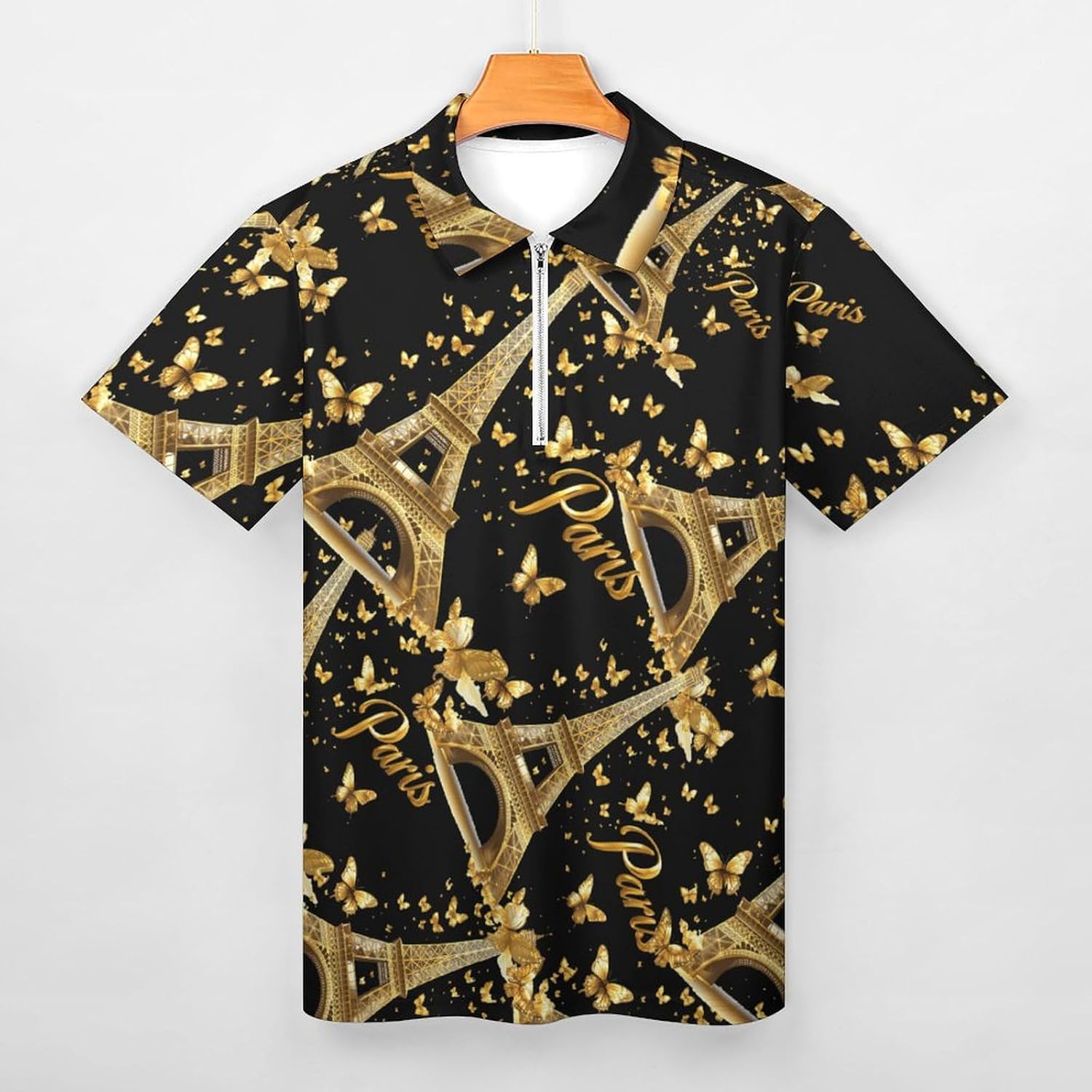 Paris Eiffel Tower Polo Shirts for Men Dress Shirts Short Sleeve Golf Shirt Casual T-Shirts Top