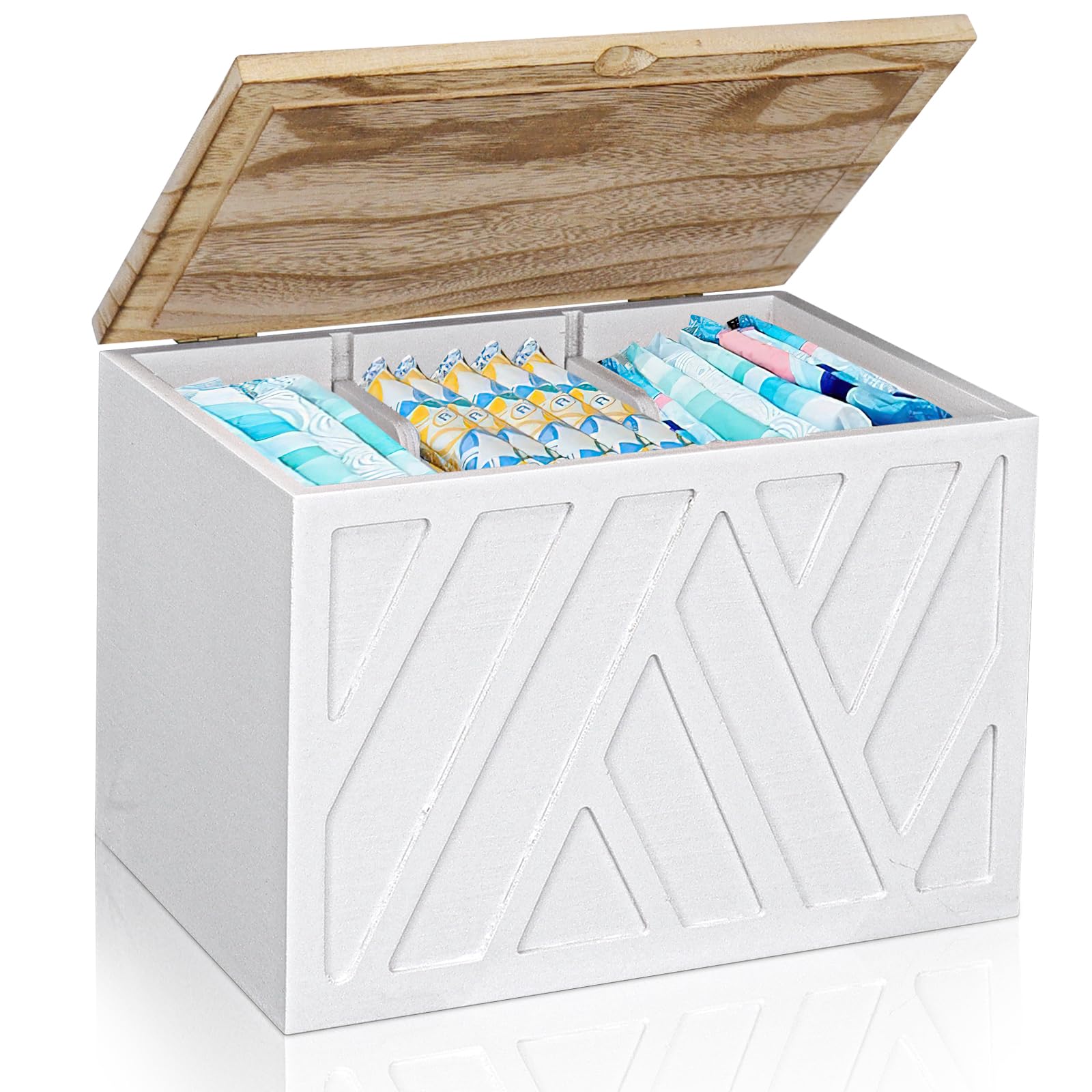Porte-tampons pour salle de bain Malloom distributeur en bois blanc