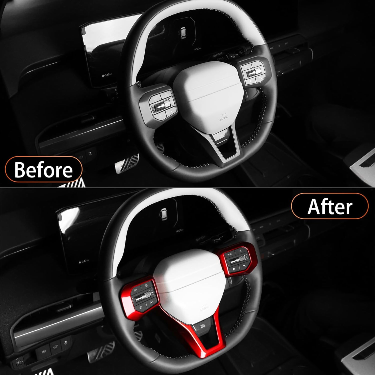 YOUTOOCAR 3PCS Steering Wheel Button Frame Covers Compatible with Kia K4 GT-Line Kia EV6 GT-Line 2025 Kia EV3 GT-Line Accessories (3, Red)