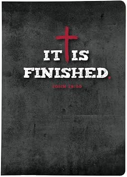 Kerusso Cross Design Red and Black 8 x 5.5 Inch Mens Lined Prayer Thought keeper, Paperback, Notebook Journal, It Is Finished