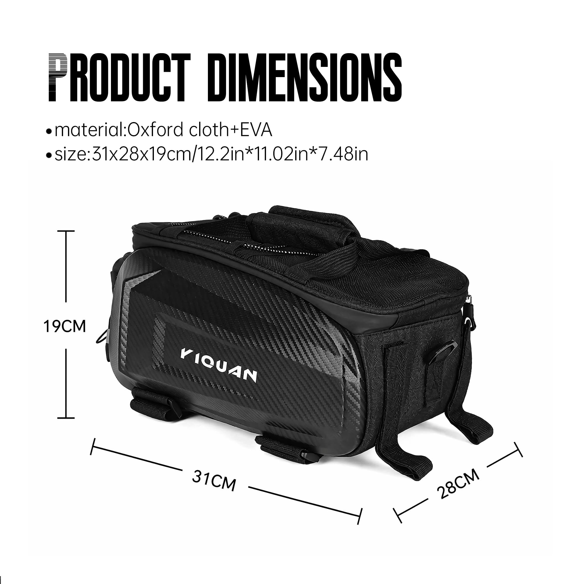 MP04 Sacoche arrière pour vélo, spacieuse, sacoche de porte-bagages pour VTT et vélos de route, sac étanche et résistant, sacoche de vélo pour porte-bagages