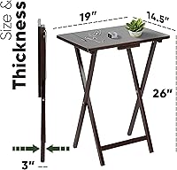Vista 48 de PJ Wood Mesa rectangular plegable portátil para servir aperitivos, construcción de madera maciza con acabado natural (juego de 4 piezas)