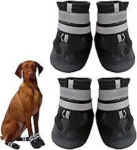 Dricar Dog Boots, Set of 4 Non-Slip Dog Shoes, Waterproof Protective Dog Boots for Medium and Large Dogs (XL, Black)