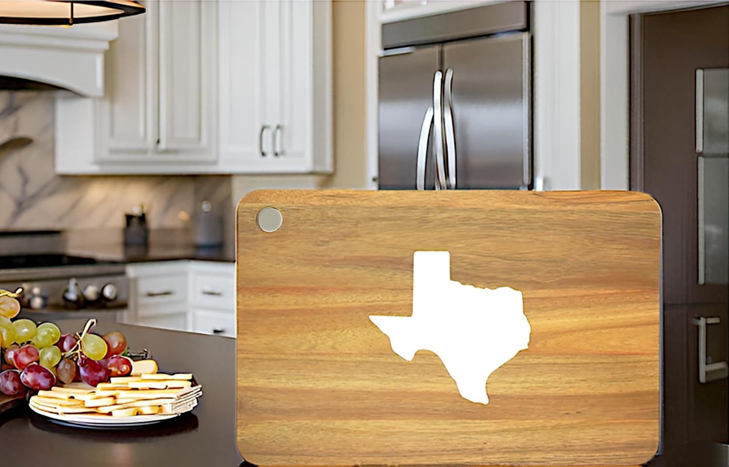 Texas cutting board/serving tray for kitchen or home; Decorative acacia board with Texas marble inlay - charcuterie/cheese/fruits and vegetables/sushi - Christmas, Birthday, Wedding, House Warming