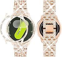 Vista 26 de SUPOIX - Correa con estuche compatible para Samsung Galaxy Watch 8/7/6 de 40 mm y 44 mm, correa de repuesto con brillo para mujer de 20 mm