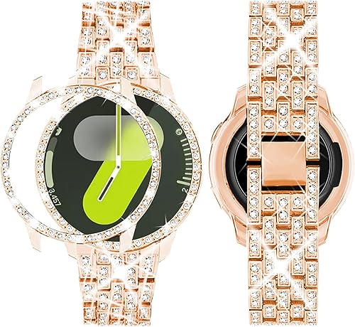 Miniatura 26 de SUPOIX - Correa con estuche compatible para Samsung Galaxy Watch 8/7/6 de 40 mm y 44 mm, correa de repuesto con brillo para mujer de 20 mm