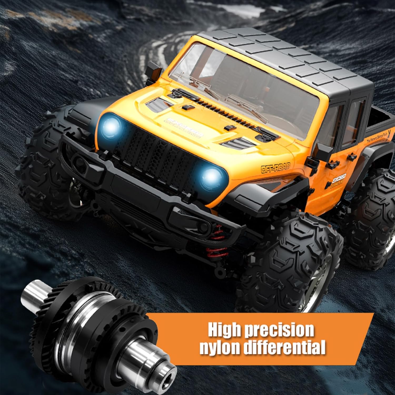 1: 20 Full Scale High Speed RC Racing Four-Wheel Drive Climbing Remote Control Off-Road Vehicle Model, Equipped with 2 Fast Rechargeable Batteries, with a Range of up to 1 Hour (Orange)