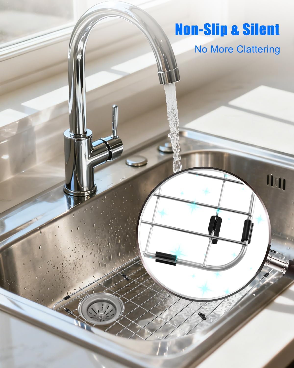 Bottom Grid for Single Bowl Kitchen Sink, Stainless Steel Sink Protector 28-1/4" x 14-1/4" x 1-1/4", Sink Grate for Bottom of Kitchen Sink