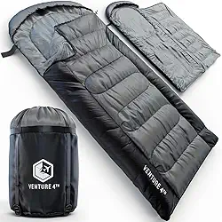 VENTURE 4TH Saco de dormir para mochila – 2GG, tamanhos duplo e único – Sacos de dormir leves para climas quentes e frios para adultos, crianças e casais – Ideal para caminhadas, acampamento e