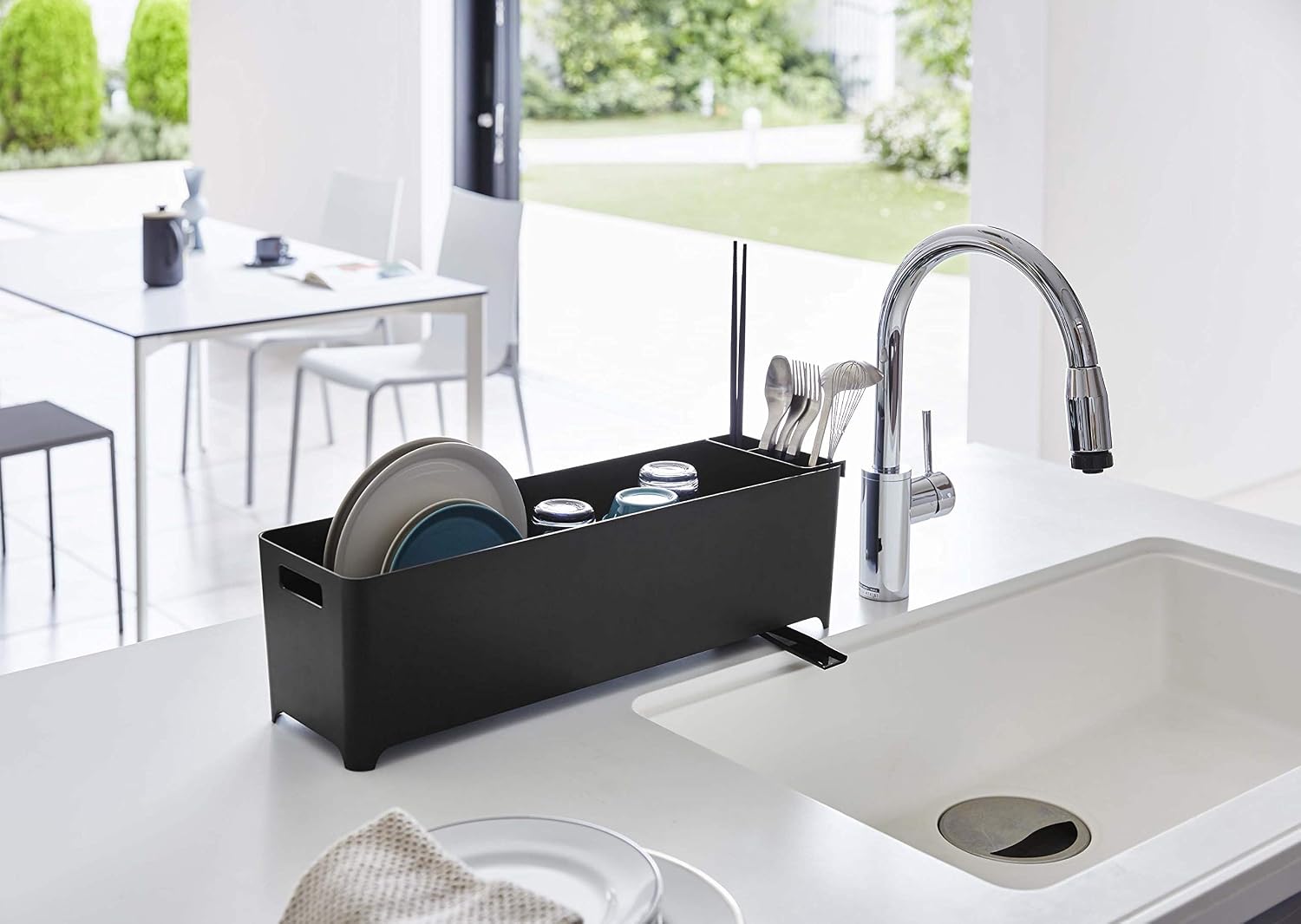 Best Deal Cheap 🛒 Yamazaki Home Slim Drainer Basket-Modern Kitchen Strainer Plastic | Dish Rack, One Size, Black
