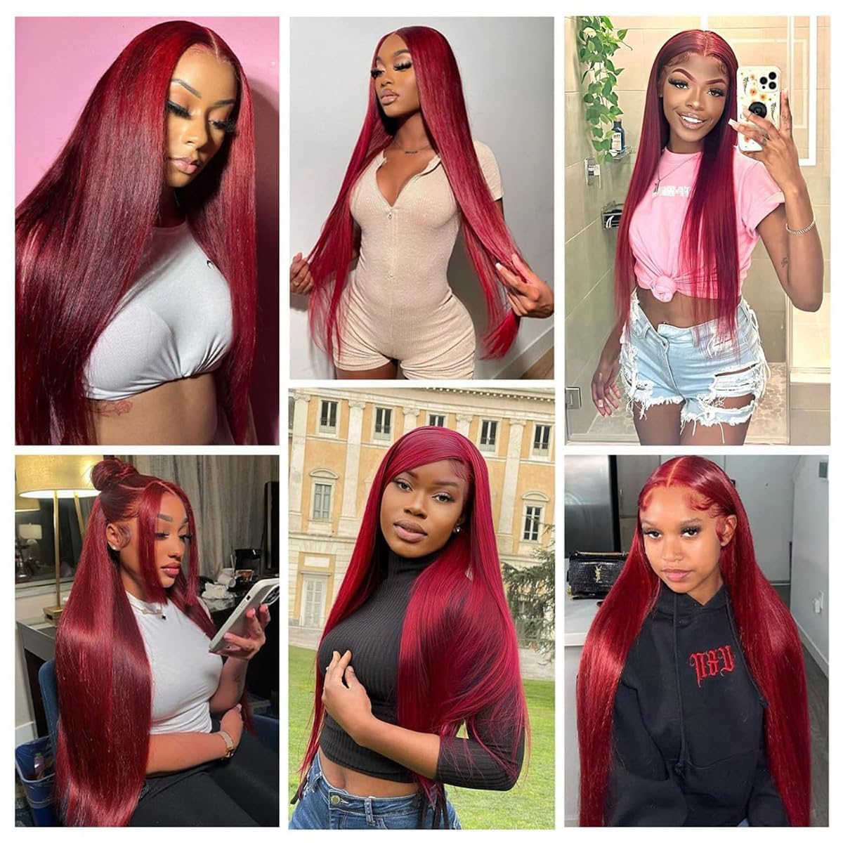 32 Inch 99j Burgundy Lace Front Wigs Human Hair 13x6 HD Red Burgundy Wig Human Hair 200 Density Wine Red Straight Lace Front Wigs Pre Plucked Glueless Frontal Wigs for Women