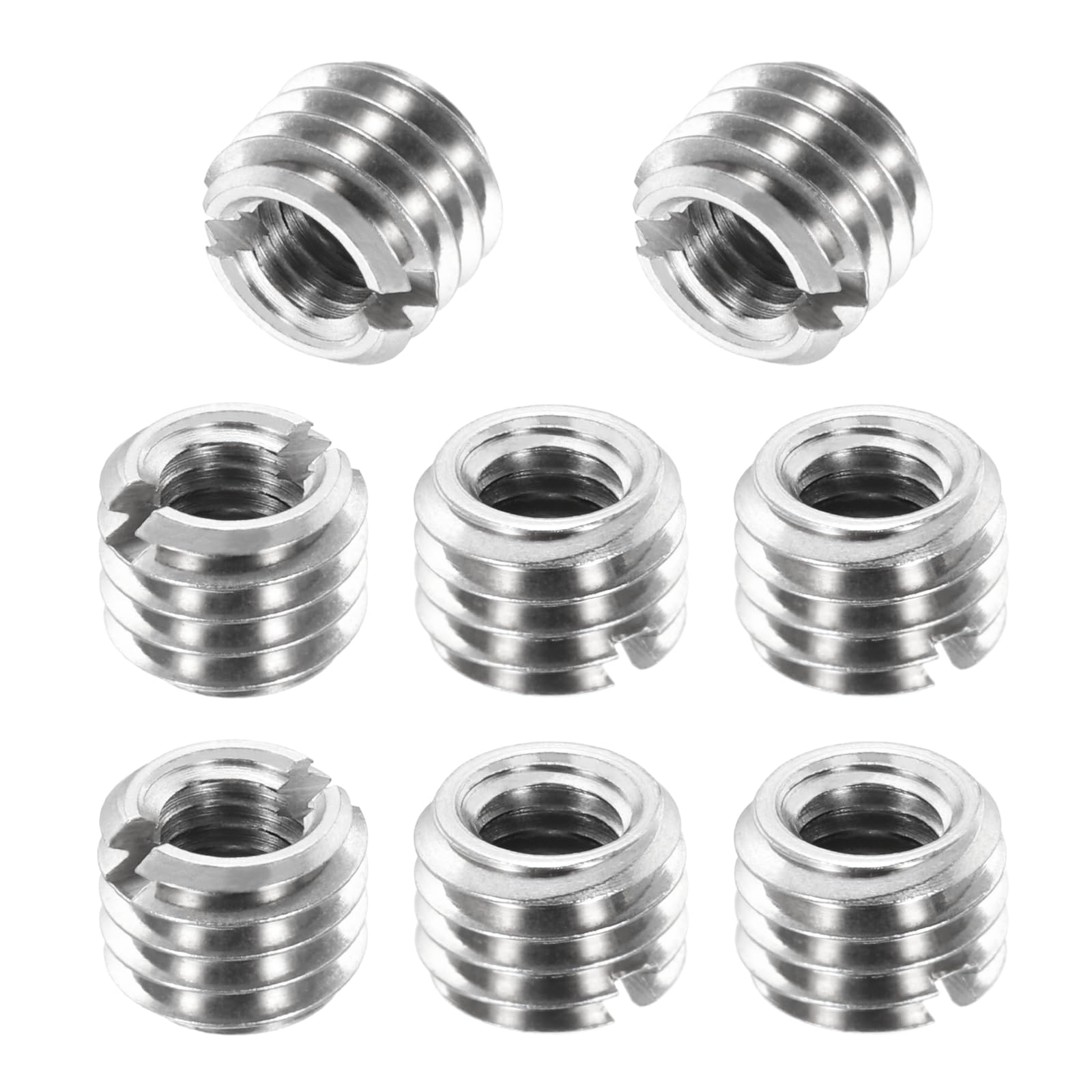 sourcing map 8Pcs 316 Stainless Steel Thread Reducing Nuts, M8x1.25 Male to M5x0.8 Female 5mm Long Metric Repairing Insert Nut Screw Threaded Adapters Sleeve Reducer Conversion Fastener