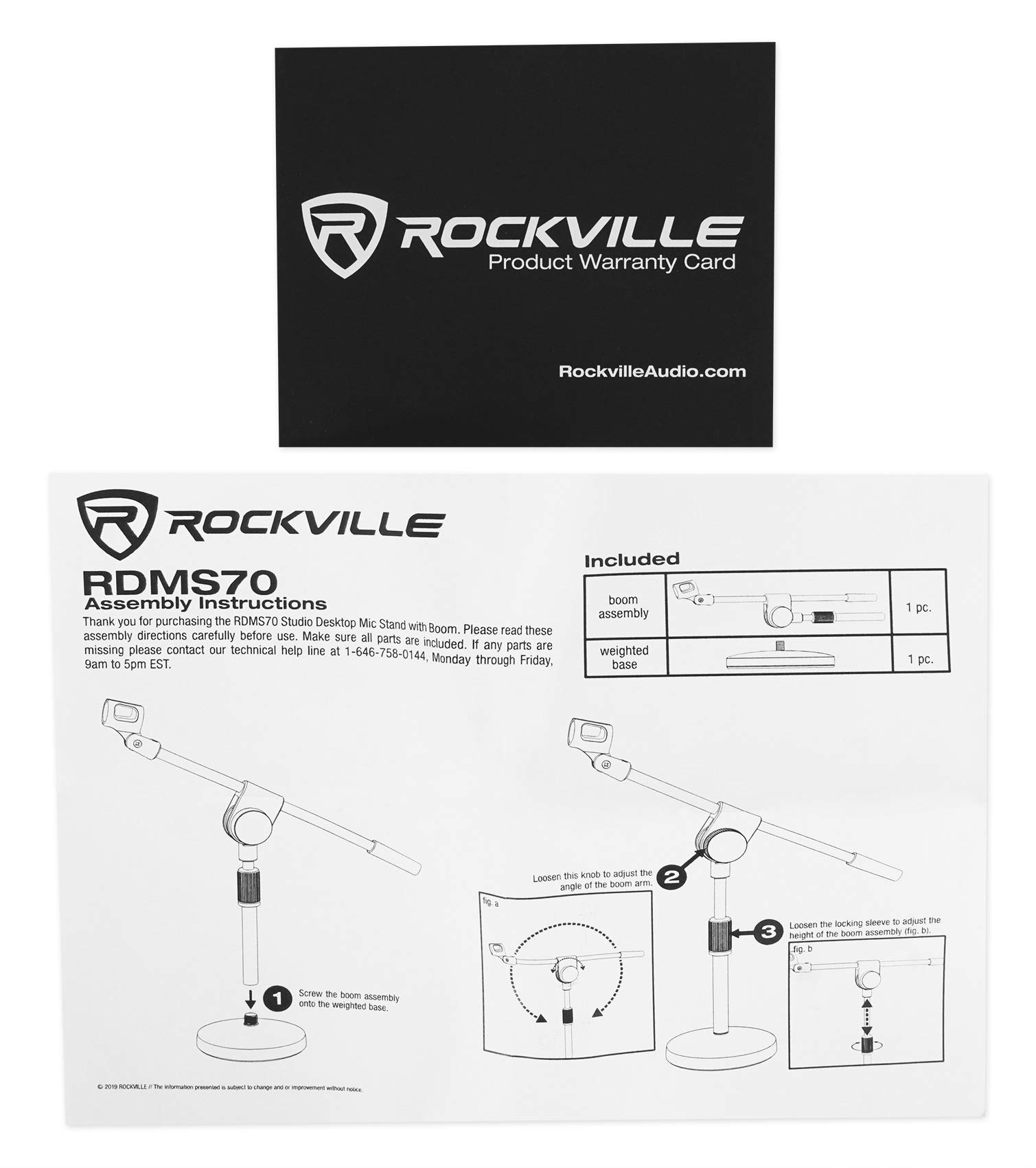 Rockville RDMS70 Supporto per microfono da tavolo con braccio+base rotonda in acciaio+altezza regolabile
