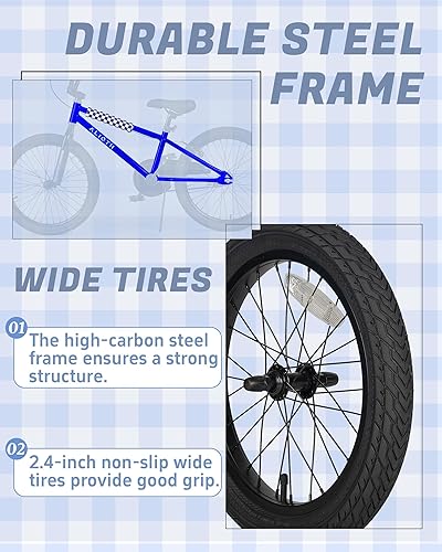 Miniatura 7 de Bicicleta BMX Style para niños de 2 a 8 años de edad, niños y niñas de 12, 14 y 16 pulgadas, bicicleta con ruedas de entrenamiento, freno de