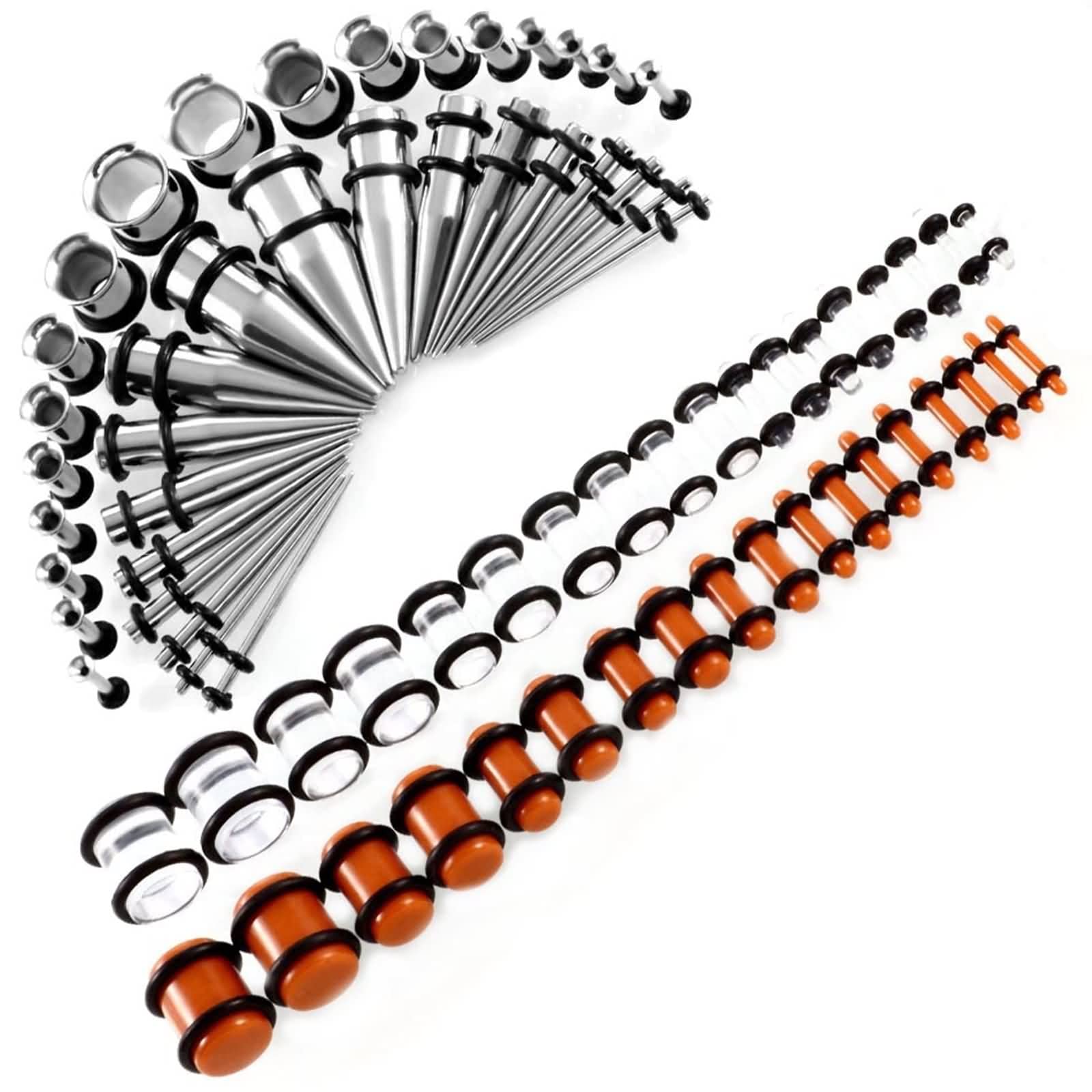 Plugs Ohr, Tunnel Ohrstecker Edelstahl Konischer Hohlkanal-Uv-Segment-O-Ring 72er Set Ohr Gauges Schmuck Damen Herren