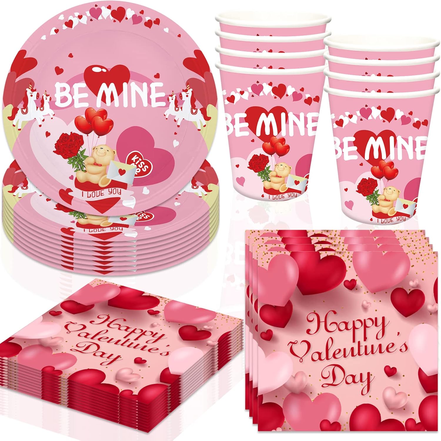 Valentines Day Party Supplies Tableware Set Heart Shape Table Decoration Party